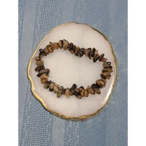 Chiastolite Chip Bracelet 7” Natural Cross Stone Stretch Protection Crystal